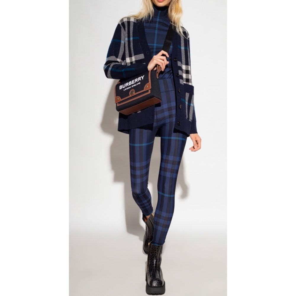 Burberry Madden Check Print Leggings in Blue Size XXL ~ NEW NO TAGS